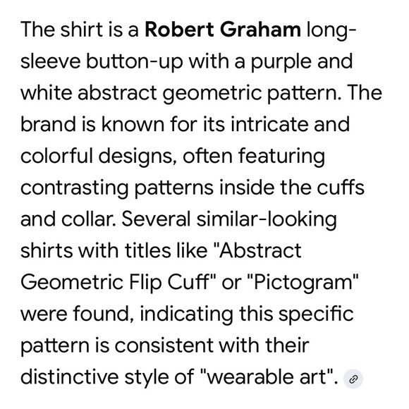 ROBERT GRAHAM 100% cotton size LG purple/white geometric print men’s shirt VGUC - Picture 4 of 12
